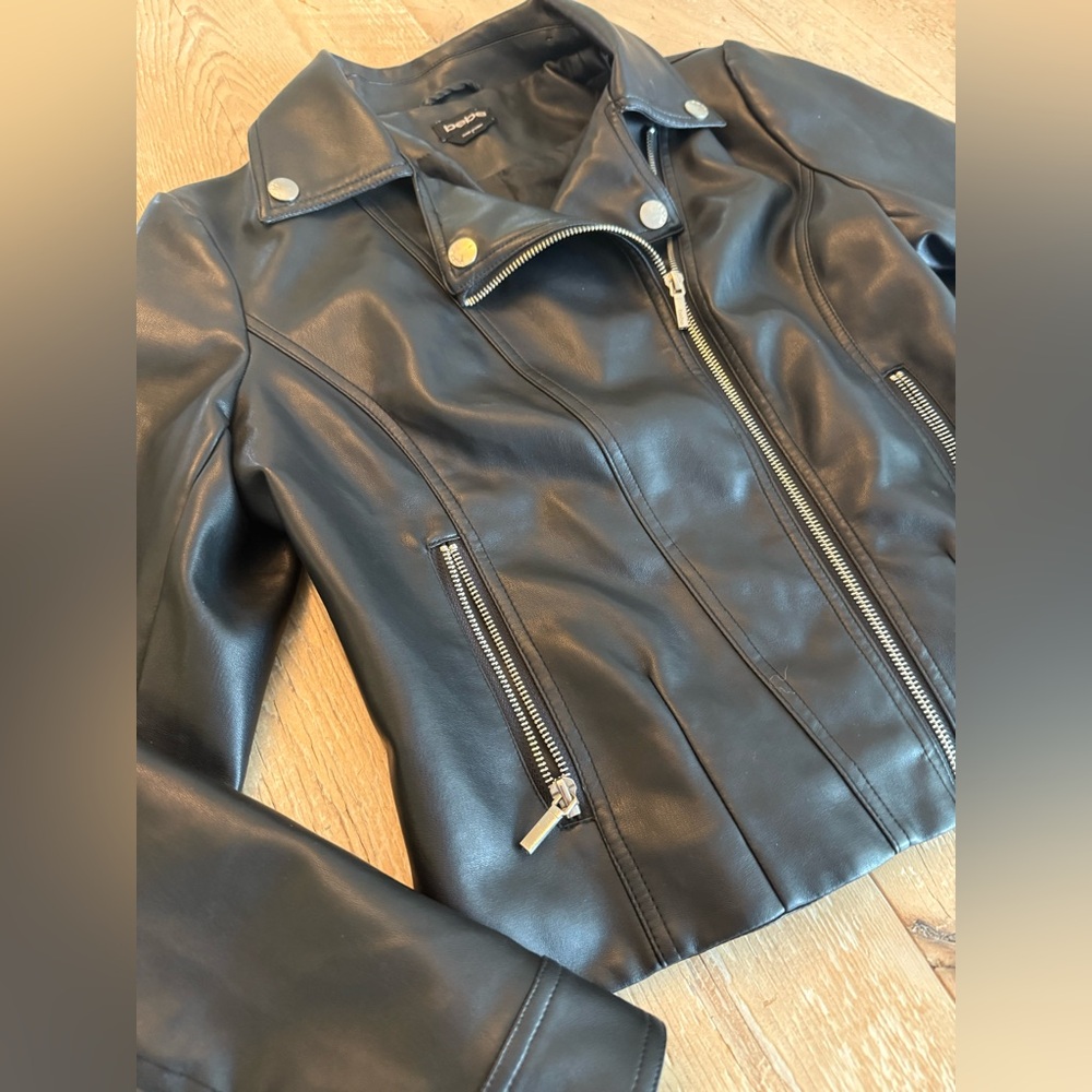 bebe Black Faux Leather Moto Jacket L - Picture 2 of 12